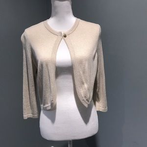 Ann Taylor 3/4 long sleeve cropped Cardigan with Metallic Dusting